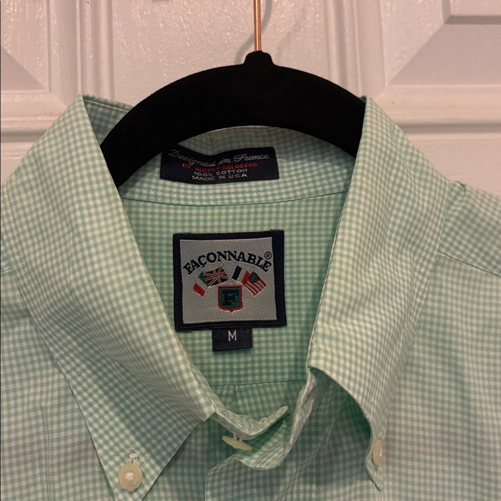 Faconnable button down small check Easter spring … - image 3